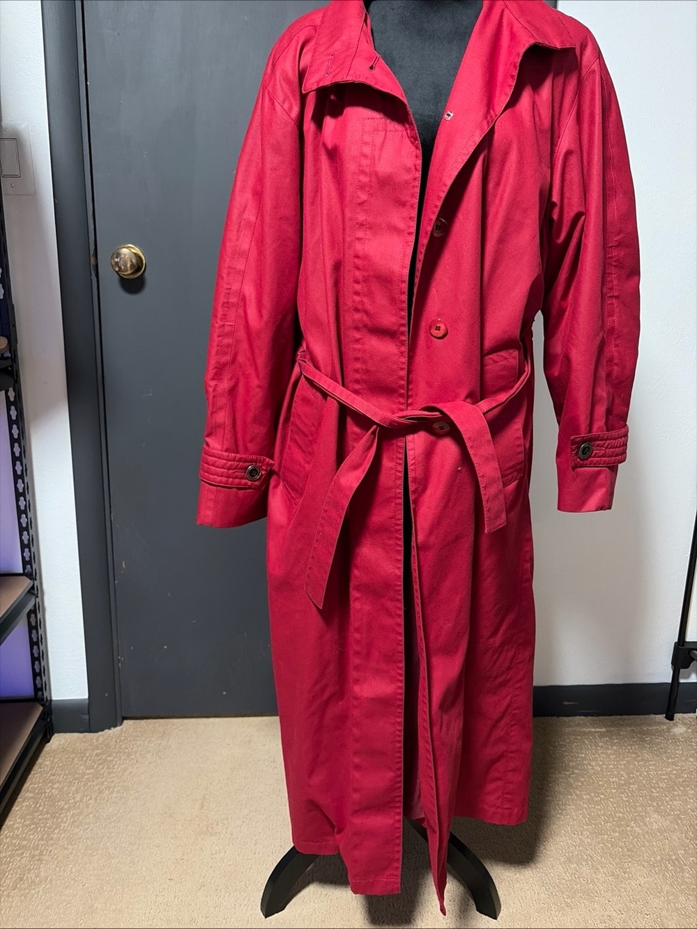 London Fog Red Trench Coat with Belt